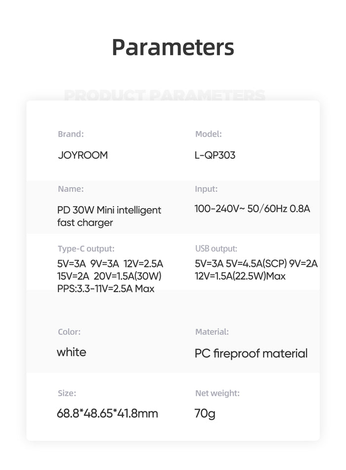 L-QP303 30W Mini Intelligent Dual Port Fast Charger