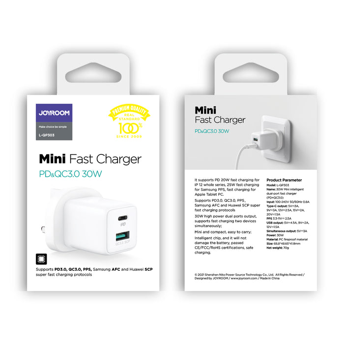 L-QP303 30W Mini Intelligent Dual Port Fast Charger