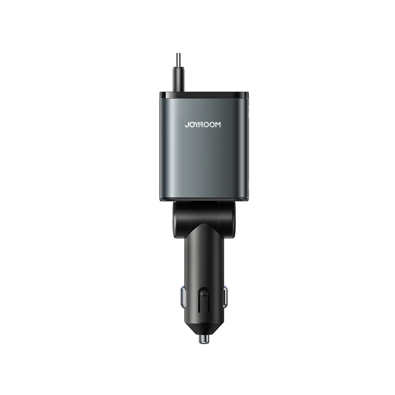 CCL07 45W 3-in-1 Retractable Car Charger-Dark Grey