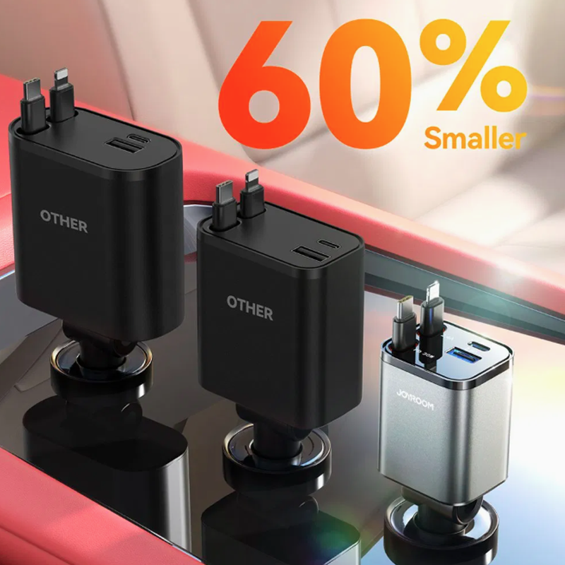 CCL05 50W 4-in-1 Retractable Car Charger-Dark Grey