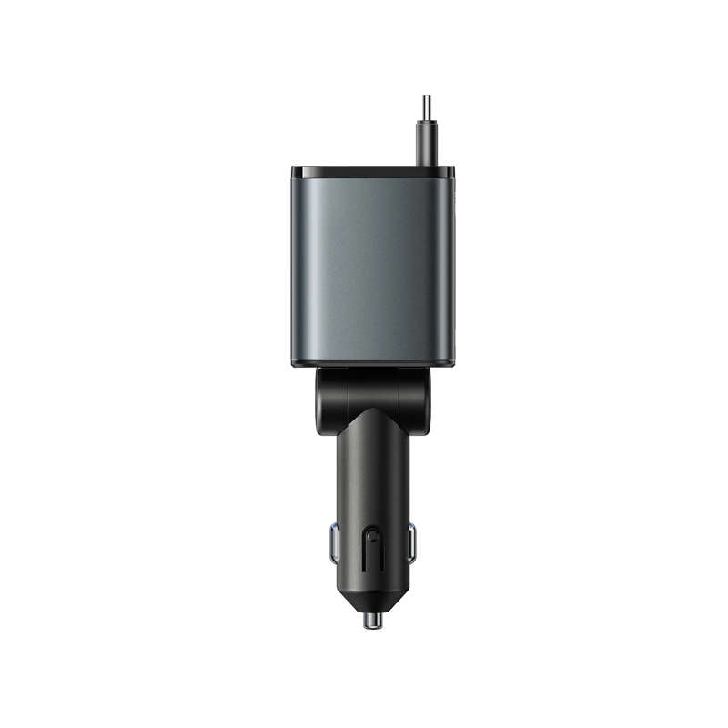 CCL07 45W 3-in-1 Retractable Car Charger-Dark Grey