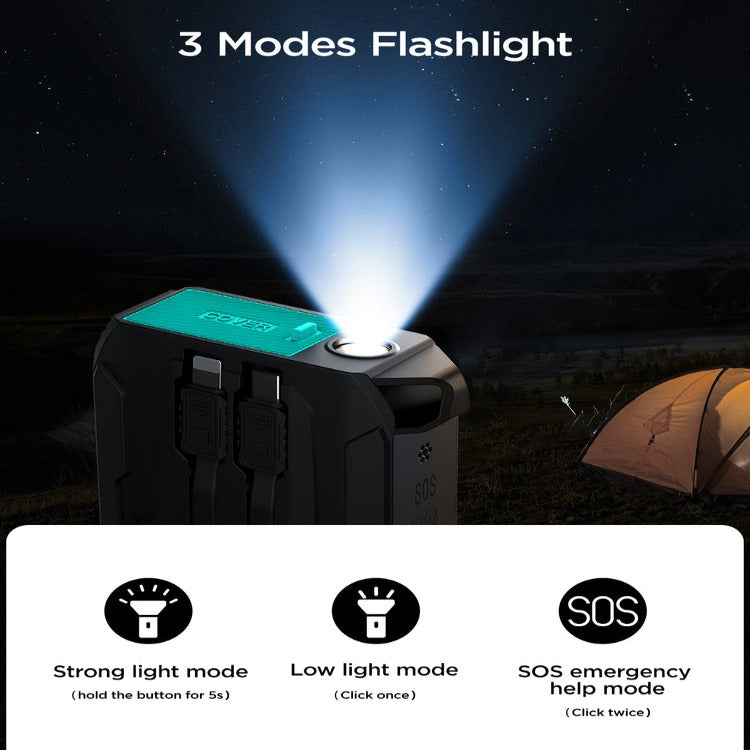 L017 22.5W Power Bank With Built in 2 in 1 Cables with SOS Light 10000mAh - Black