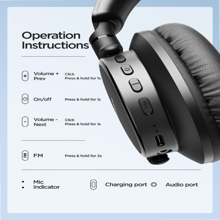 OH1 Bluetooth Headphones - Black
