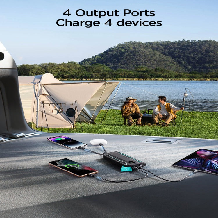 L017 22.5W Power Bank With Built in 2 in 1 Cables with SOS Light 10000mAh - Black