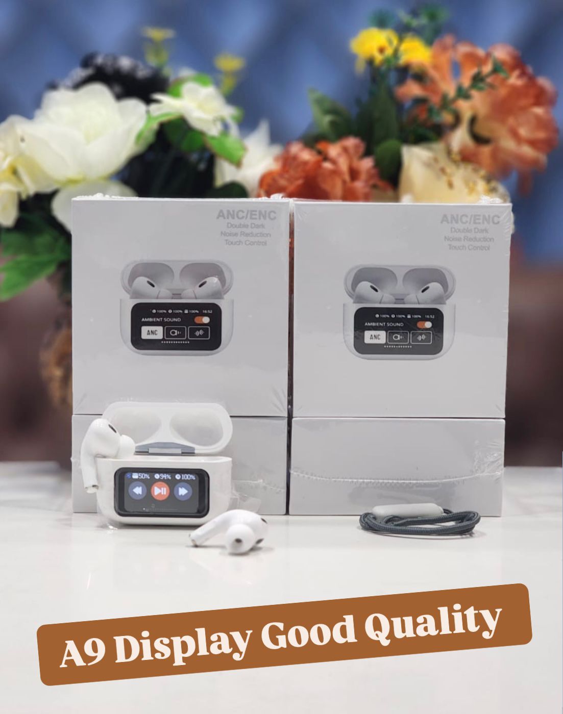 A9 Pro 2 Airpods Touch Screen Display Black with ANC