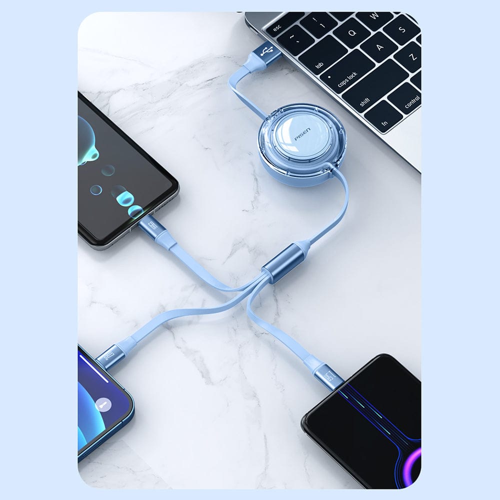 120W 3 in 1 Fast Data Cable Nylon Braided | Super Fast Charging Cable Type-C + Micro + iPhone