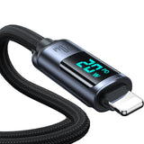 CL020A16 USB C To Lightning Cable 20W 1.2M With LED Display - Black