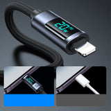 CL020A16 USB C To Lightning Cable 20W 1.2M With LED Display - Black